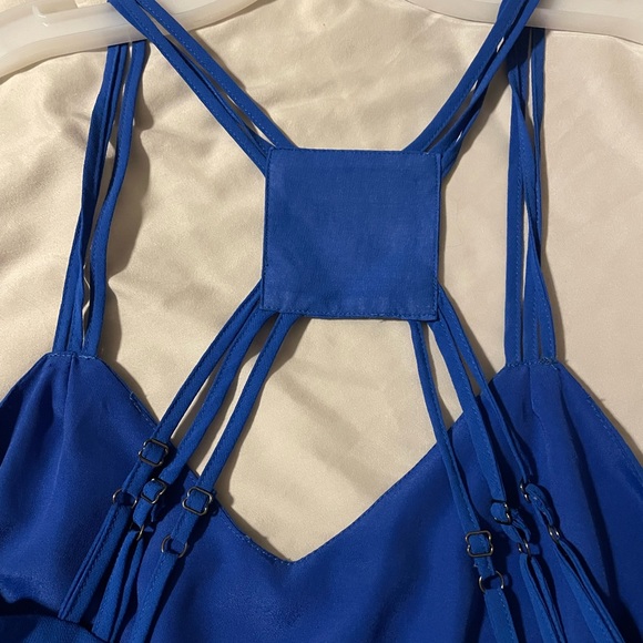 Vintage Havana Royal Blue Tiered Mini Dress Size Small - Picture 5 of 6